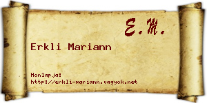 Erkli Mariann névjegykártya